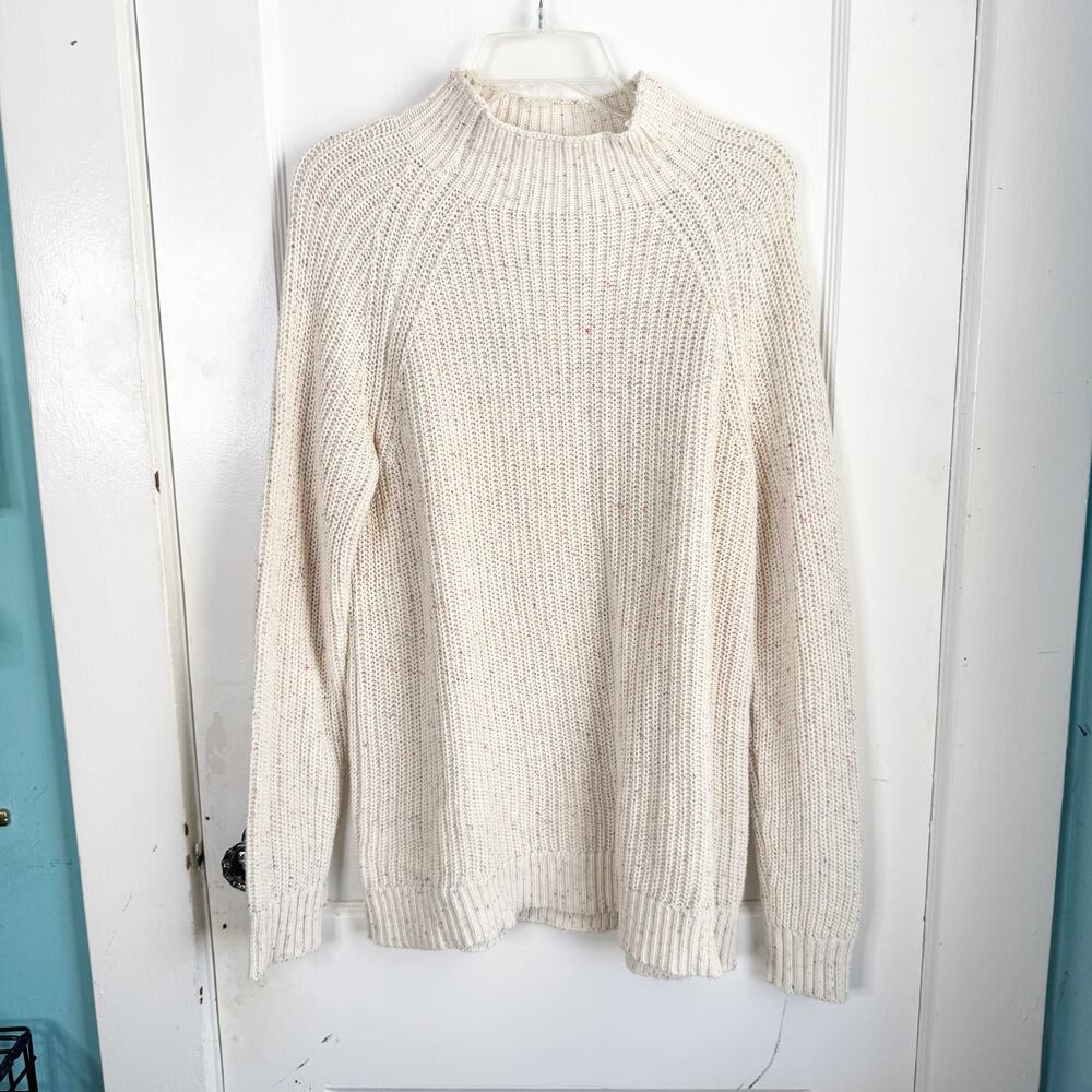Style & Co Funnel Neck Tightly Knit Confetti Sweater Cotton Feminine Size Large